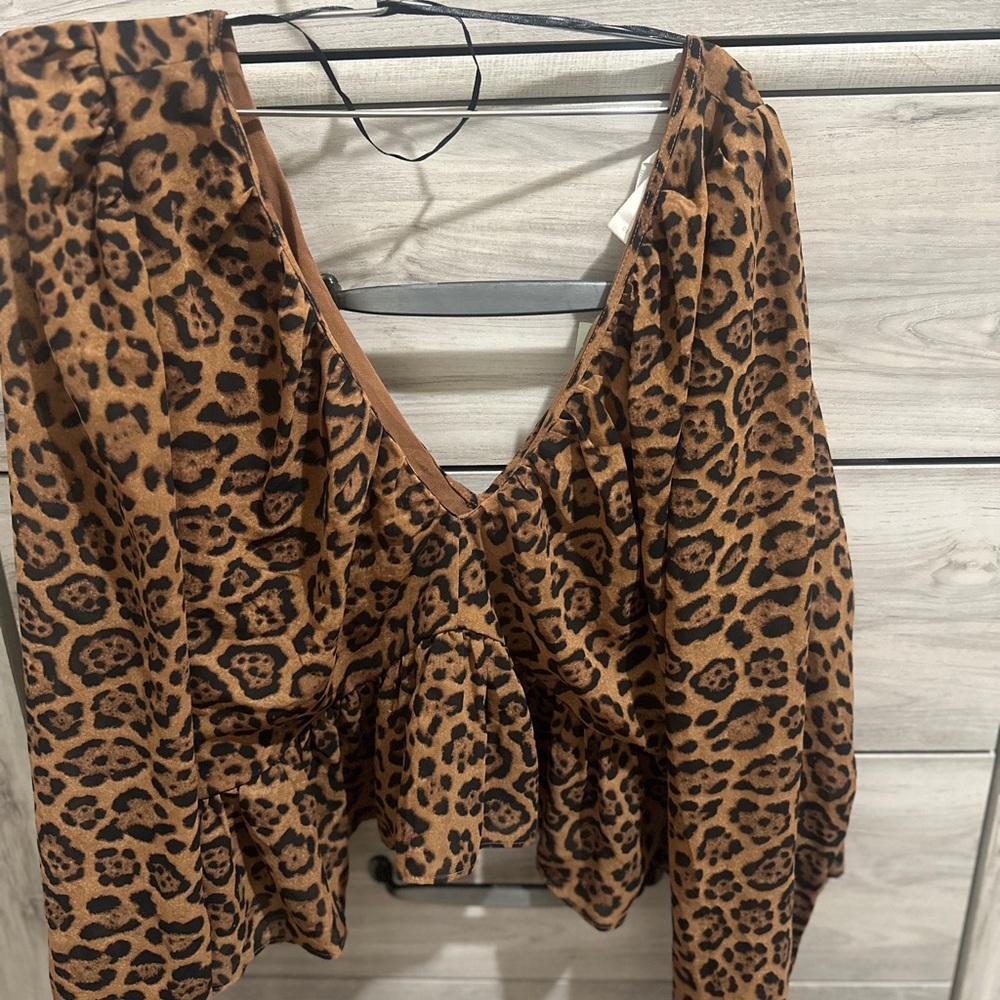 H&M Brown Leopard Print Blouse